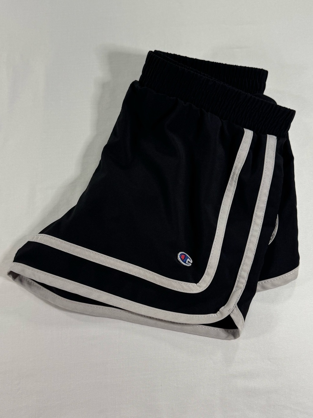 Champion Girls M (10/12) Black & White Athletic Shorts Elastic Waist w/ Liner